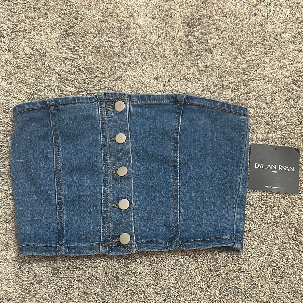 Blue Denim Tube Top with Structured Fit